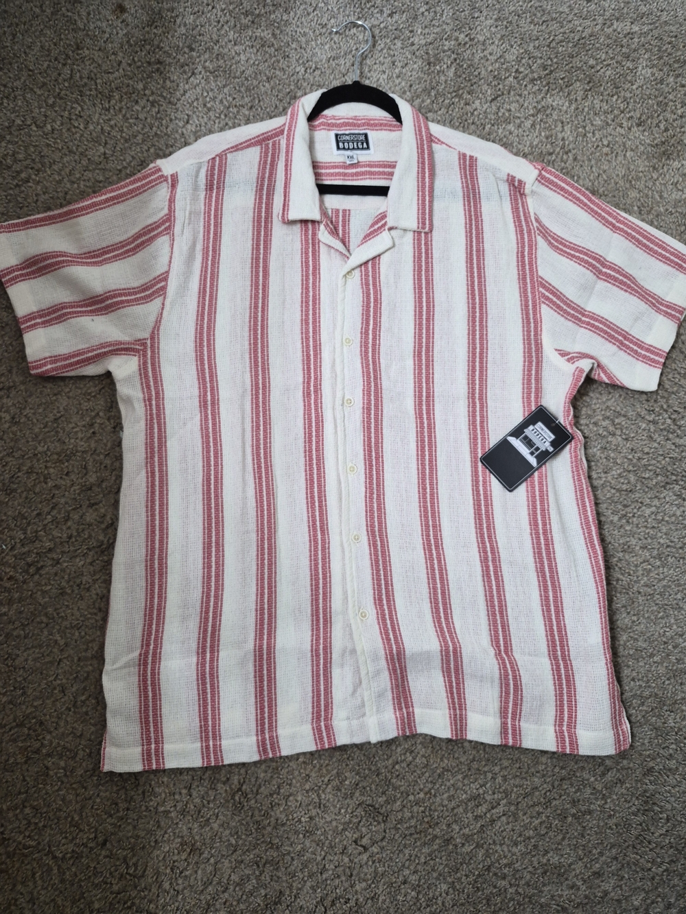 Goodfellow & Co Men's Red Stripe Short-Sleeve Button-Up Shirt